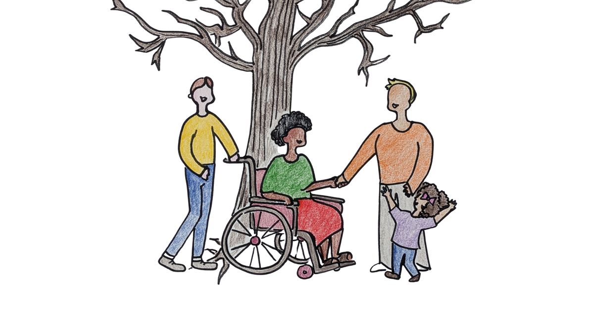 Illustration of people from varied backgrounds and life situations, including a child, an adult using a wheelchair, and people of different racial and ethnic identities.