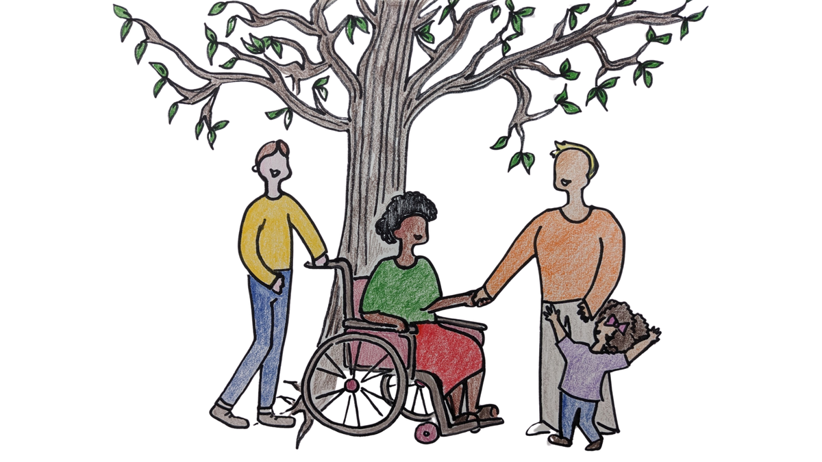 Illustration of people from varied backgrounds and life situations, including a child, an adult using a wheelchair, and people of different racial and ethnic identities.